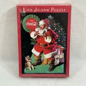 Vintage 2001 Coca Cola Santa Kids Jigsaw Puzzle 60 Pcs Christmas Tree Hallmark